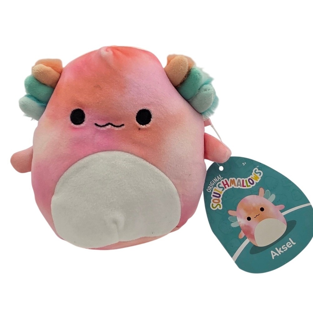 Squishmallows Aksel the Axolotl 5 Inch Pink Orange Tie Dye Plush Toy NWT N4